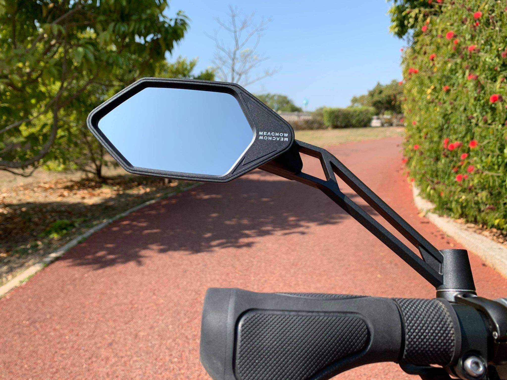 Meachow New Scratch Resistant Glass Lens,Handlebar Bike Mirror, Adjustable Safe Rearview Mirror, Bicycle Mirror (Silver Left Sid