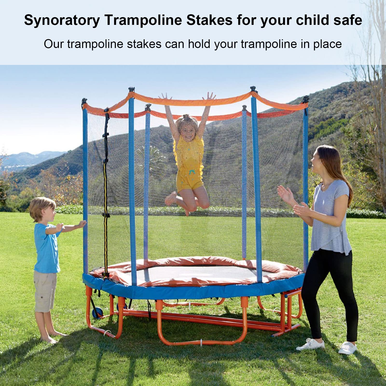 12Inch Trampolines Wind Stakes Heavy Duty U Type Sharp Ends Safety Ground Anchor Galvanized Steel For Soccer Goals, Camping Tent