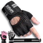 Simari Breathable Workout Gloves For Men Women, Padded Weight Lifting Gloves With Wrist Wraps Support, Full Palm Protection, Gri