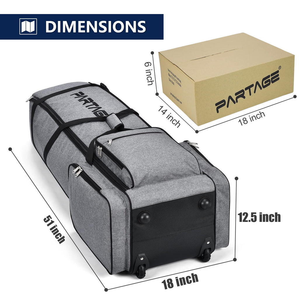 Partage Golf Travel Bag With Wheels,Golf Travel Case For Airlines, 600D Heavy Duty Oxford -Gray