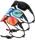 Storycoast Polarized Sports Sunglasses For Men Women Unbreakable Frame Cycling Fishing Driving 3Pack-Black+Red+Blue
