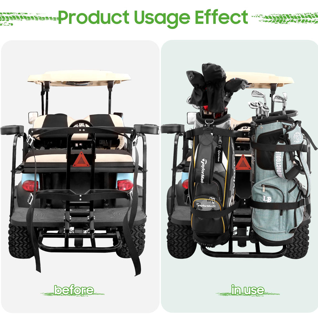 10L0L Universal Golf Cart Bag Holder Rack For Yamaha, Ezgo, Club Car Rear Seat Grab Bar, Don'T Occupy The Back Seat Space, No Dr