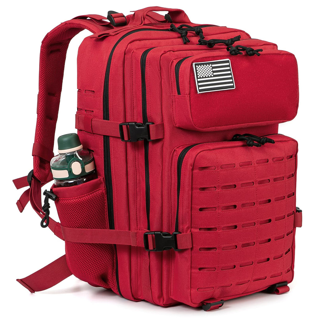 Qt&Qy Red Military Tactical Backpacks For Women Ccw Army Laser Cut Molle Daypack 45L Large 3 Day Bug Out Bag Gym Rucksack With B