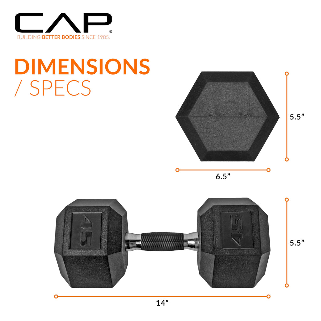 Cap Barbell 45 Lb Coated Hex Dumbbell Weight Pair With Padded Grip