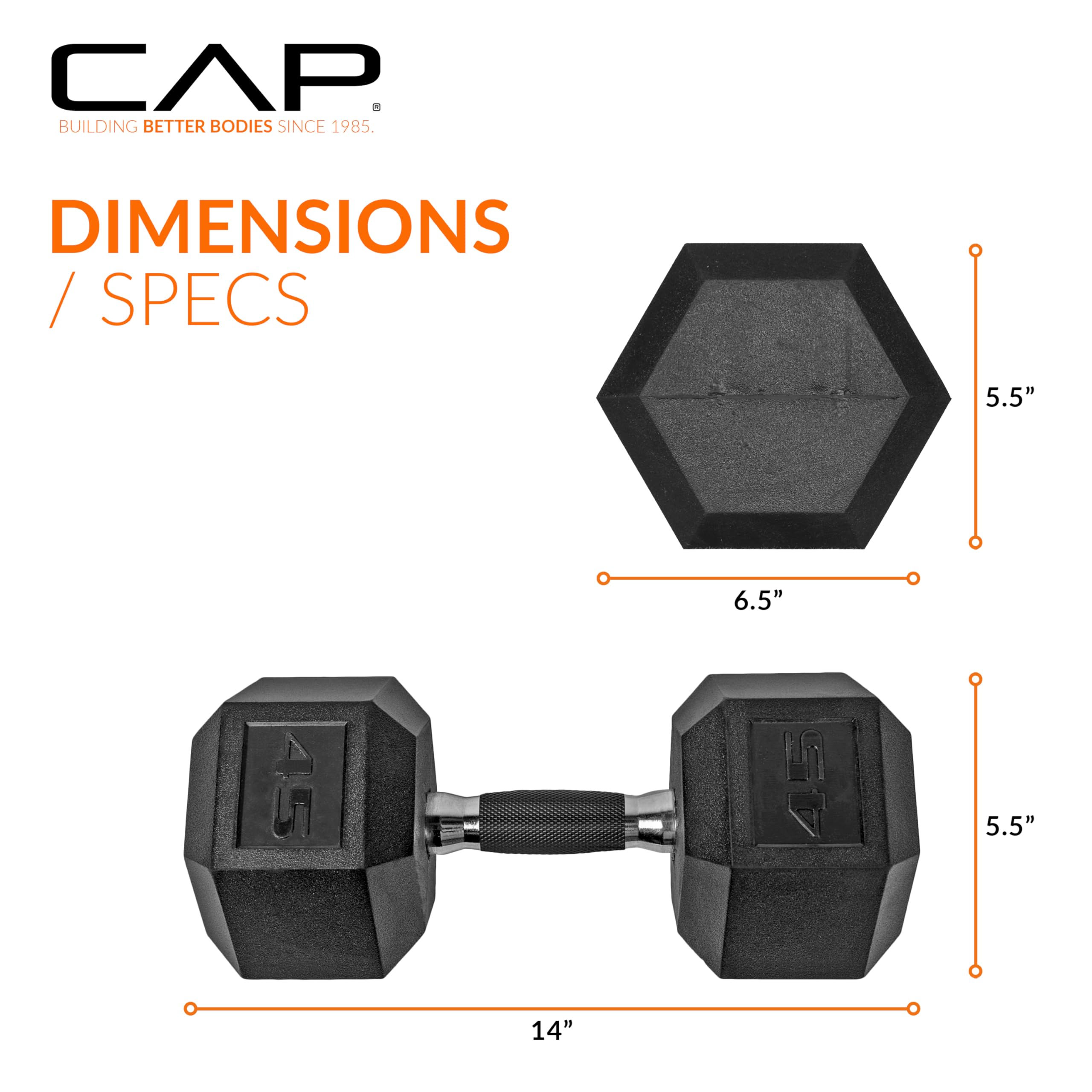 Cap Barbell 45 Lb Coated Hex Dumbbell Weight Pair With Padded Grip