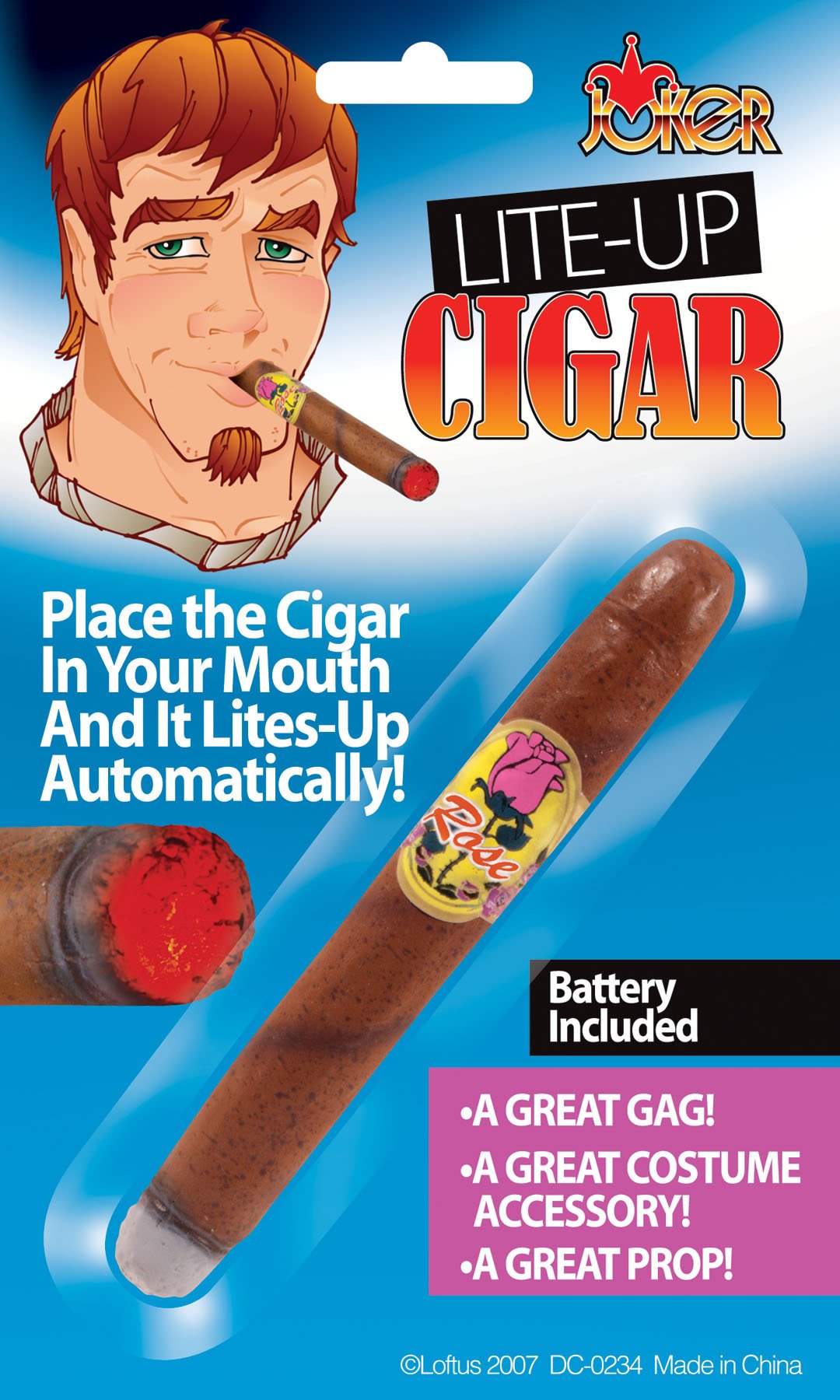 Loftus International Loftus Realistic Rich Guy Light-Up Cigar Costume Accessory, Brown, One Size Novelty Item