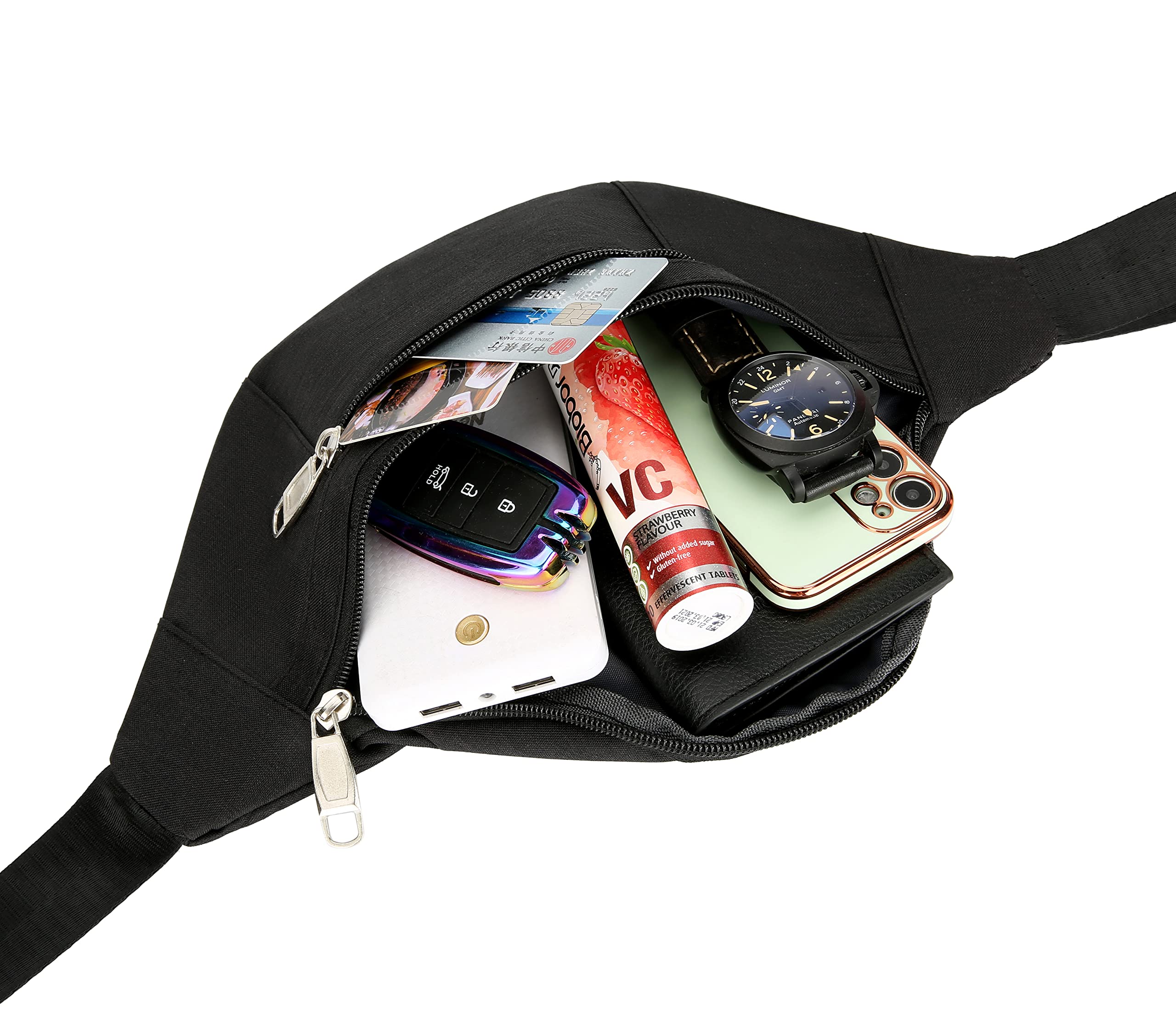 Waist Pack Bag For Men&Women - Fanny Pack For Workout Traveling Running.((004) Black)