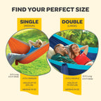 Durable Hammock 400 Lb Capacity, Nylon Camping Hammock Chair - Double Or Single Sizes W/Tree Straps And Attached Carry Bag - Por
