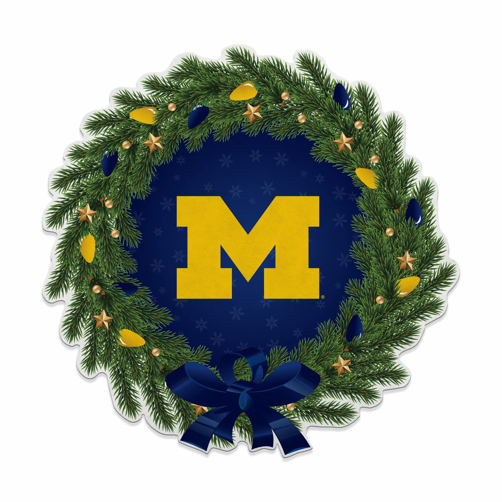 Rico Industries Ncaa Michigan Wolverines Wreath Shape Cut Pennant - Home And Living Room D  Cor - Soft Felt Ez To Hang, 18X0.10X