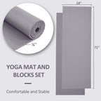 Fitvids All Purpose 1/4-Inch High Density Anti-Tear Exercise Yoga Mat With Carrying Strap And Yoga Blocks, Gray