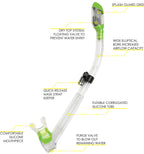Cressi Panoramic Wide View 3 Panel Mask Dry Snorkel Set, Lime Greenclear Silicone