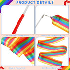 Yilloog Rainbow Dance Ribbon 78.7 Inch Gymnastics Ribbon Streamers Ribbon Dancer Wand Dancing Ribbon For Kids, Fits Artistic Dan
