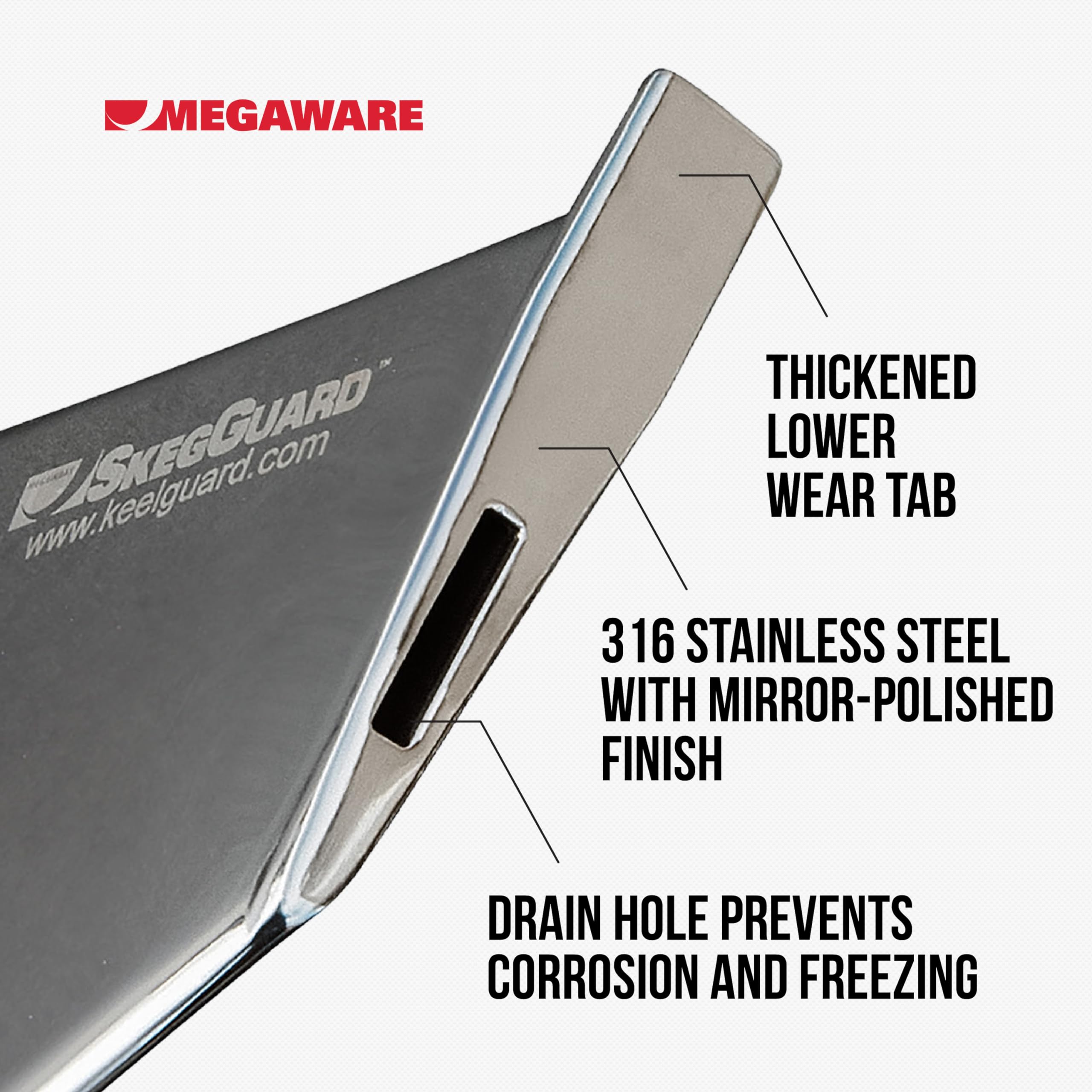 Megaware Keelguard Skegguard 27221 Skeg Protector With Drain Hole - Protects Against Ramp Dragging - Easy To Install- Fits Volvo