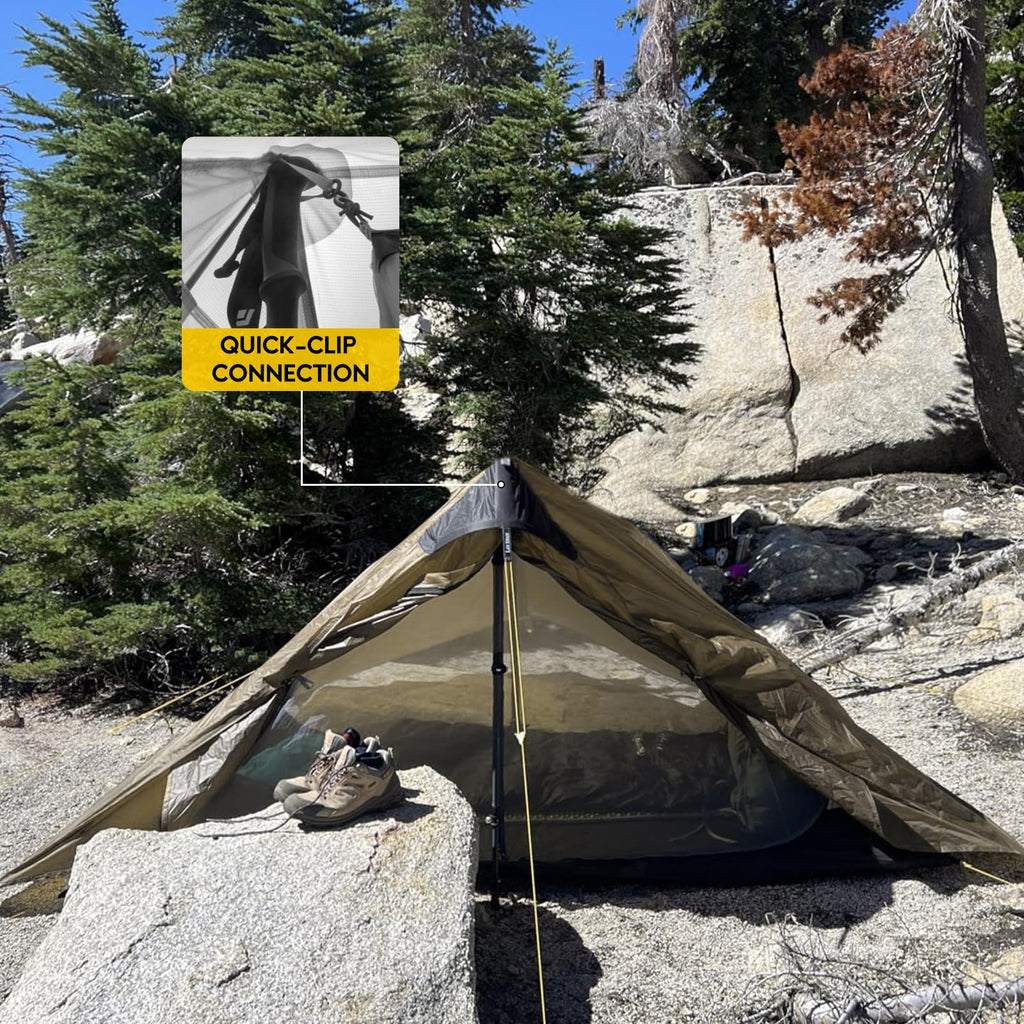 Lanshan Ultralight Tent 3-Season Waterproof Backpacking Tent For 1-Person Camping, Trekking, Climbing, Hiking, 1 Person, Khaki