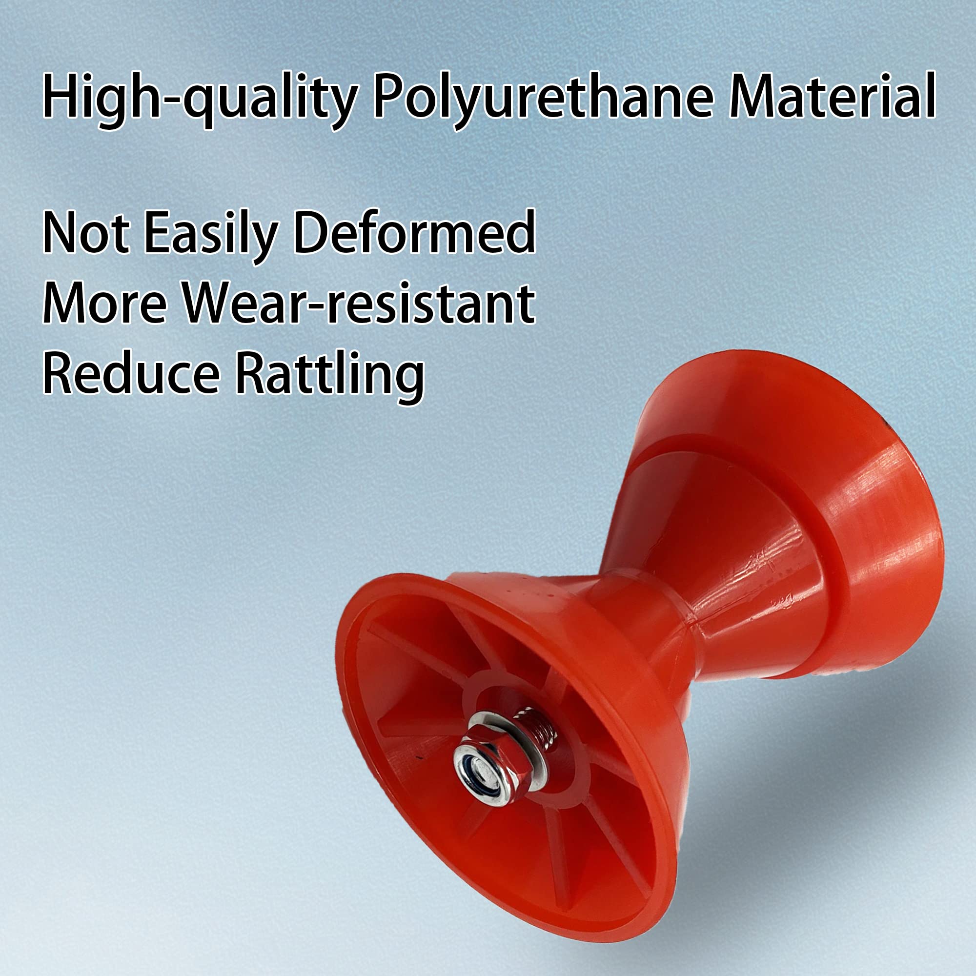 Colofulway 3'' Boat Trailer Bow Bell Roller Assembly With 1/2'' Shaft Fits 3 Inch Bracket, Polyurethane(Red)