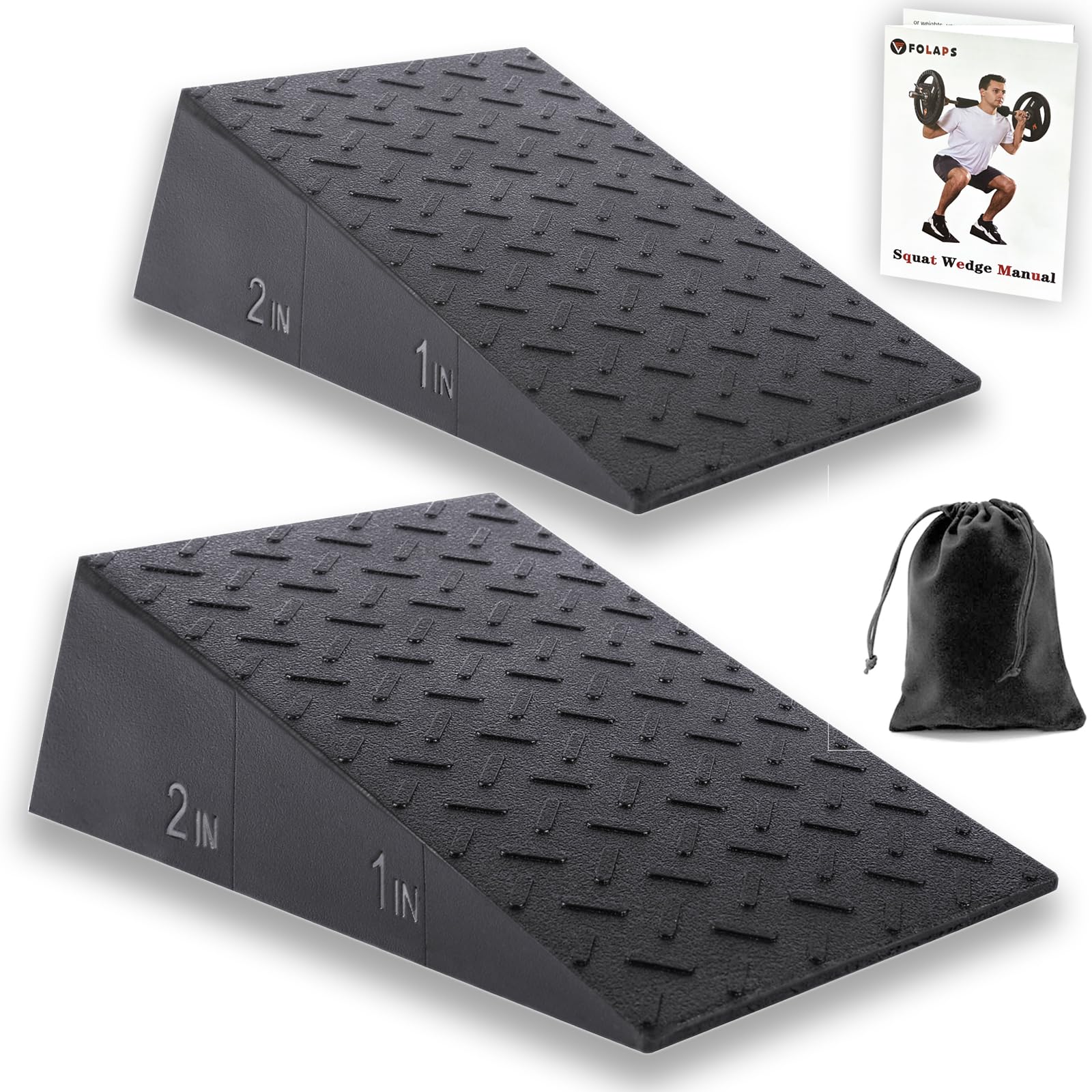 Squat Wedge Block for Heel Elevated Squat Weightlifting 2PCS Non-Slip Slant Board for Squats Large Squat Blocks Calf Stretcher I
