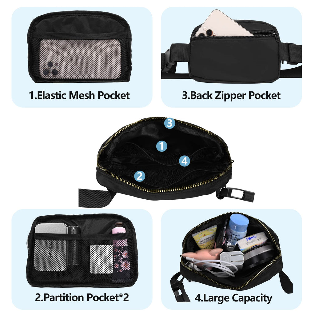Vorolo Fanny Pack Christmas Gift For Women And Men Crossbody Bag Belt Bag Bum Bag With Adjustable Strap For Sportsblack+Camo Whi