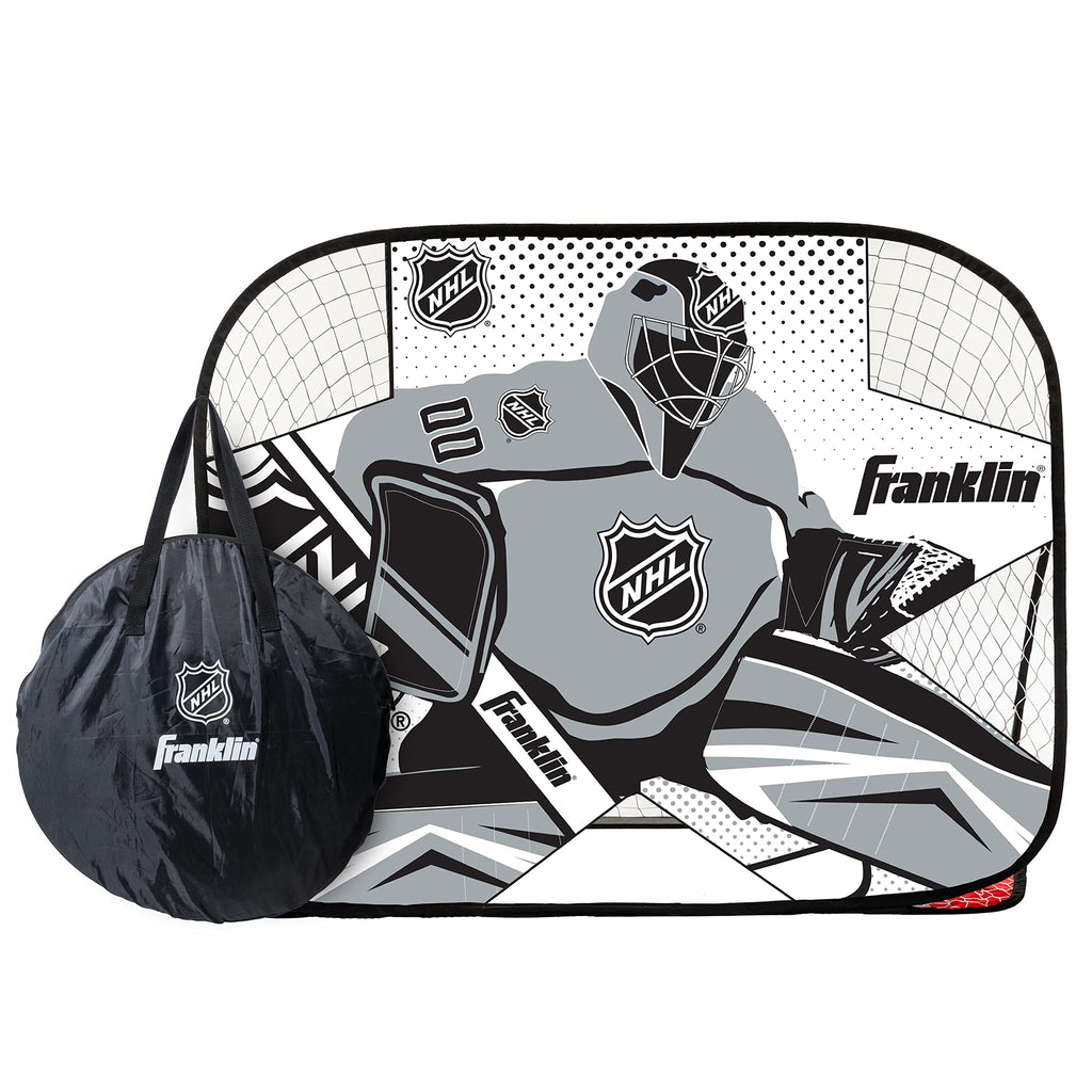 Franklin Sports Kids Portable Street Hockey Goal + Shooter Tutor Set - Pop Up Folding Net With Goalie Target Included - 2-In-1 G