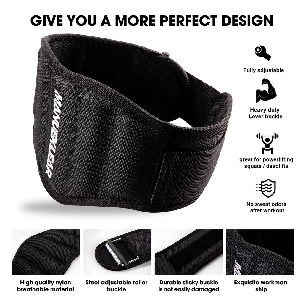 Manueklear Gym Weight Lifting Belt Weight Lifting Workout Weightlifting Powerlifting Belt For Men Women - 7.5Inch - Bodybuilding