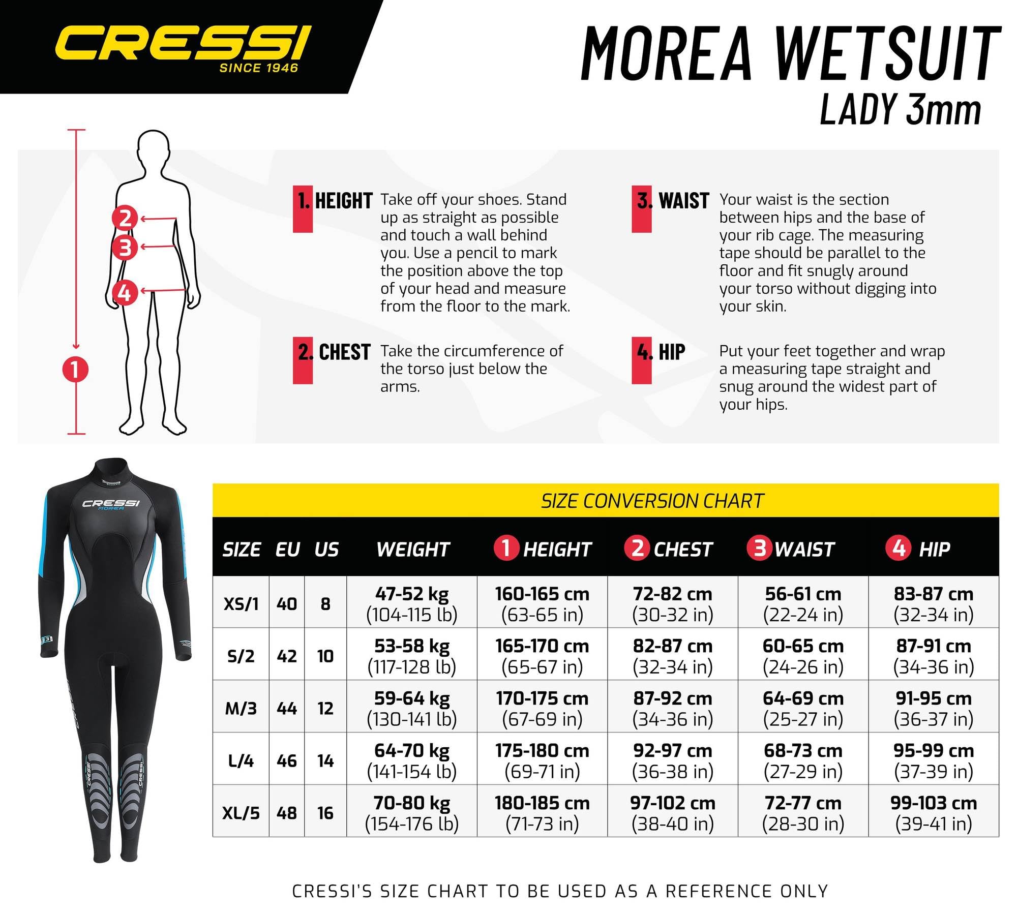 Cressi Morea 3Mm Lady, 1/Xs