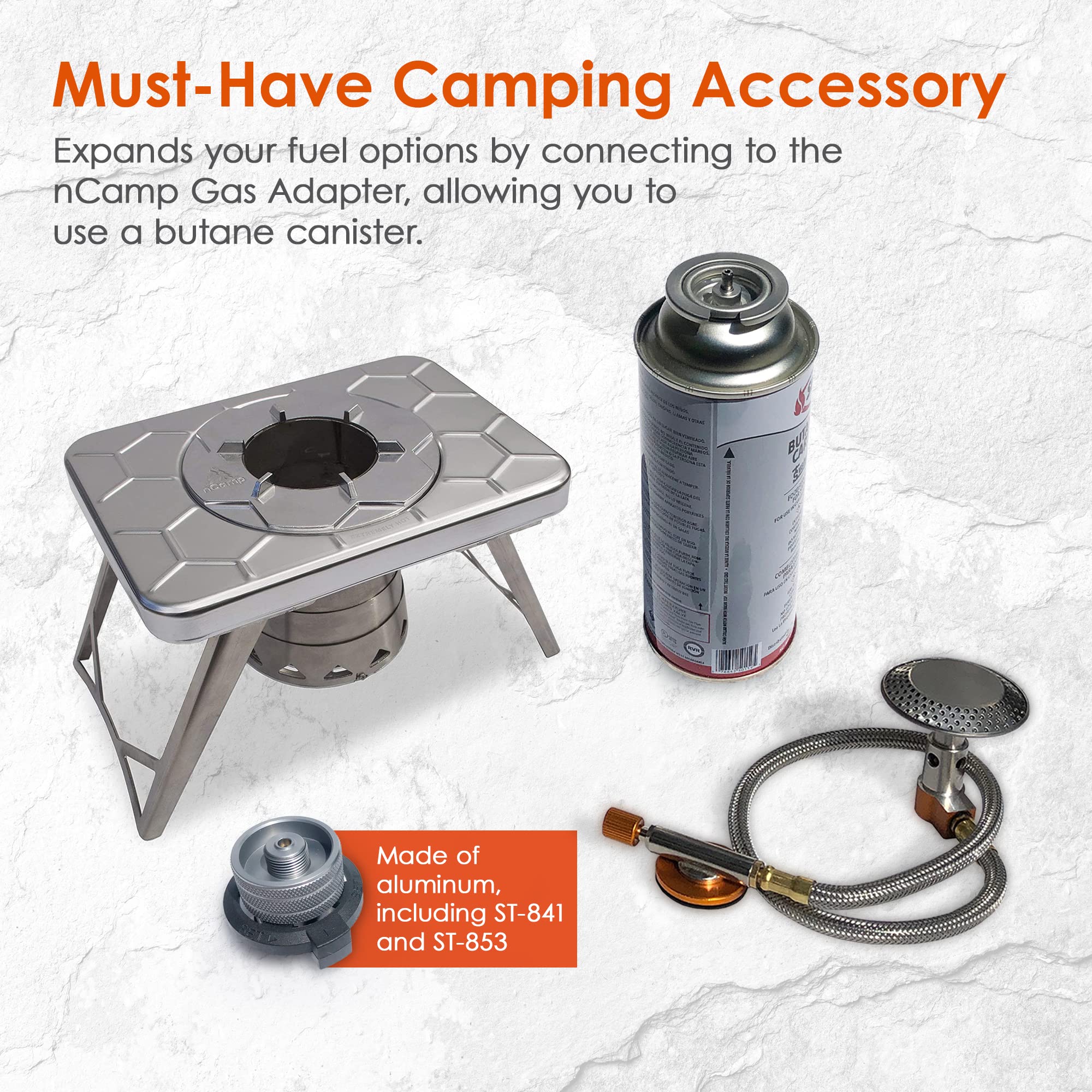 Ncamp - L2B Camping Stove Converter, Camp Stove Adapter Fitting For Isobutane Fuel Canister, Lindal To Butane Fuel Canister Fitt