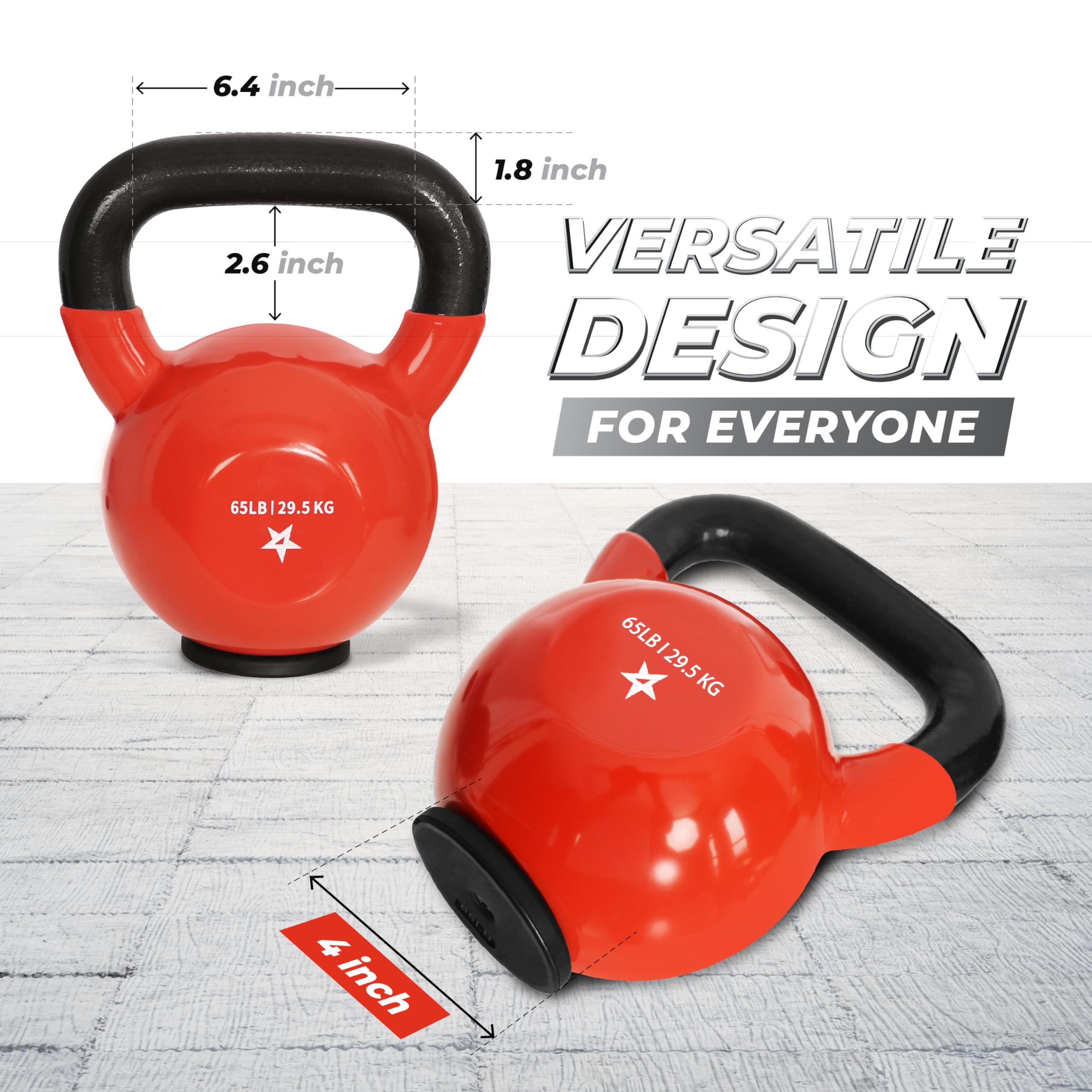 Kettlebell - Pvc - Rubber Base - 65Lbs