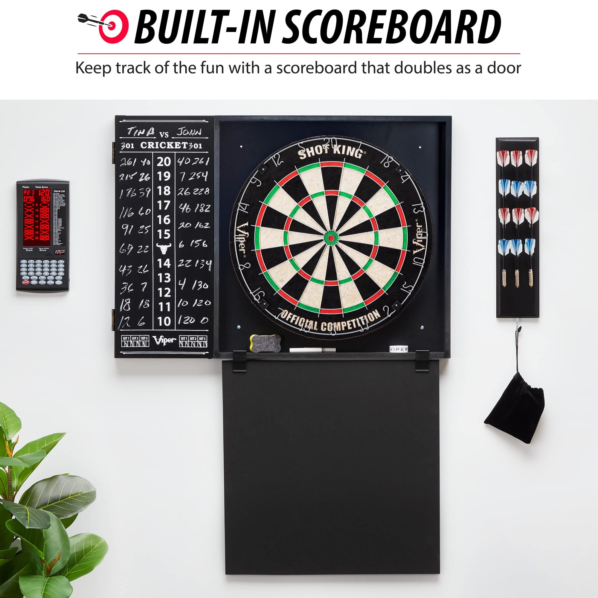 Viper By Gld Products Steadfast Dart Backboard With Shot King Sisal Board, Black