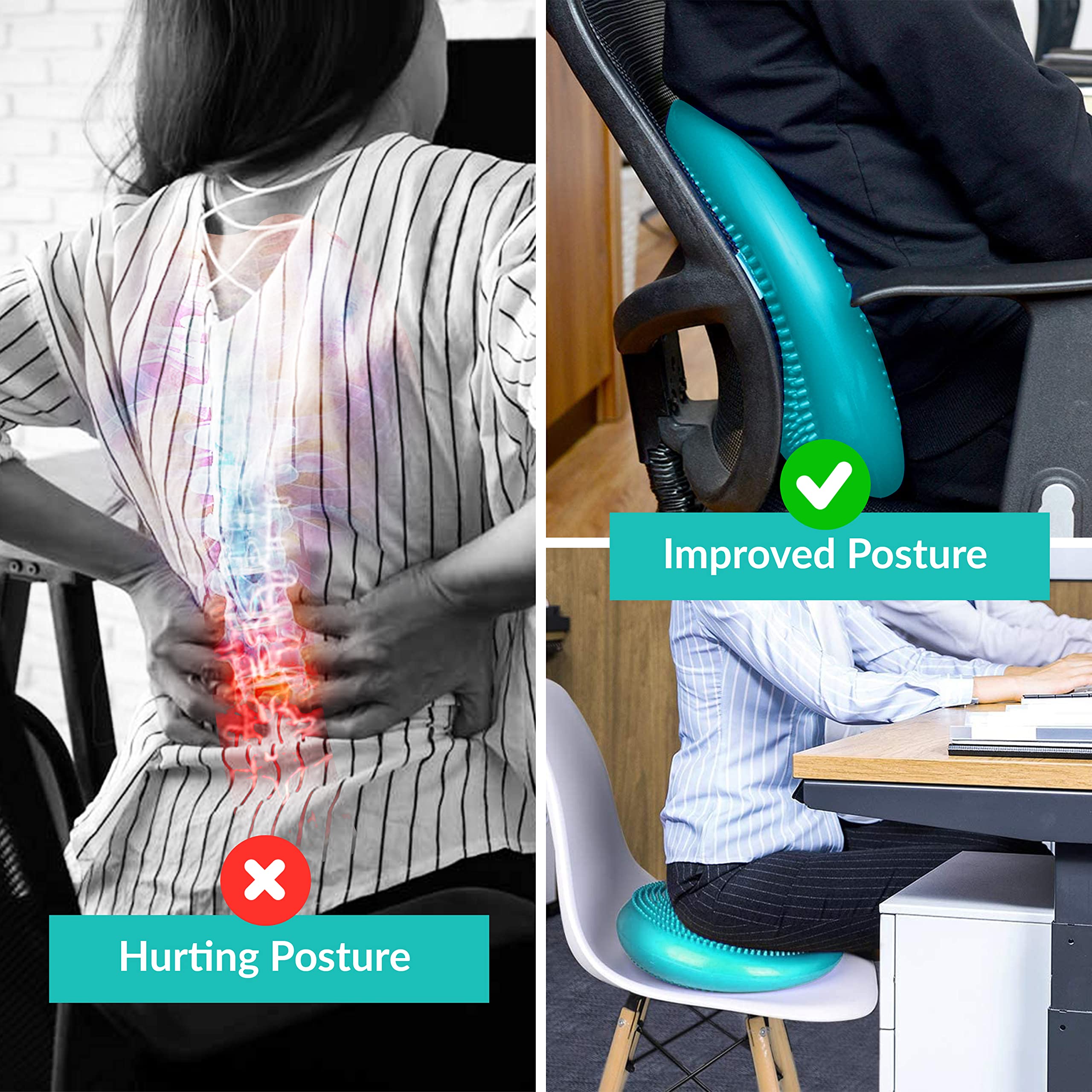 Rfaqk Inflated Air Stability Wobble Cushion - Wiggle Seat To Improve Sitting Posture & Attention, Stability Balance Disc For Phy