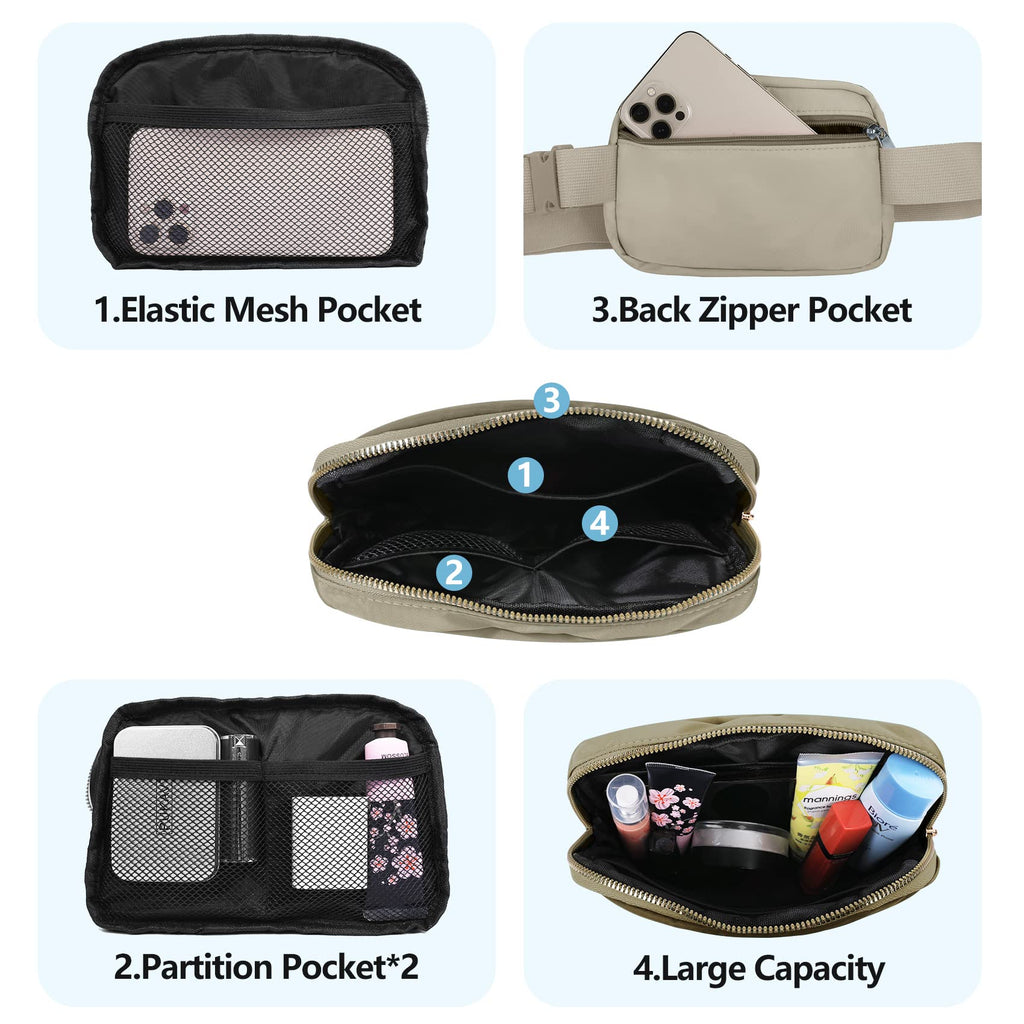 Vorolo Fanny Pack Christmas Gift For Women And Men Crossbody Bag Belt Bag Bum Bag With Adjustable Strap For Sportsblack+Wood Gre