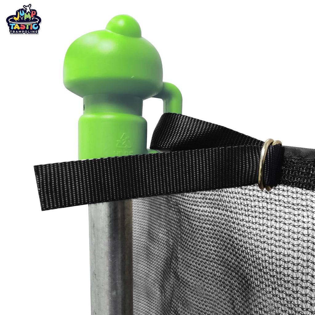 14Ft Trampoline Net Replacement With 6 Enclosure Pole Caps, Trampoline Replacement Enclosure Net Round Safty Uv-Resistant Weathe