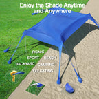Rhino Valley Beach Tent, 10 X 13 Ft Beach Shade Upf50+ Protection, Beach Canopy With 8 Sandbags 4 Stability Poles,Outdoor Beach