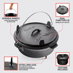 Uno Casa 6Qt Cast Iron Camping Dutch Oven With Lid Lifter And Storage Bag - Cast Iron Dutch Oven Pot With Lid, Cast Iron Camping