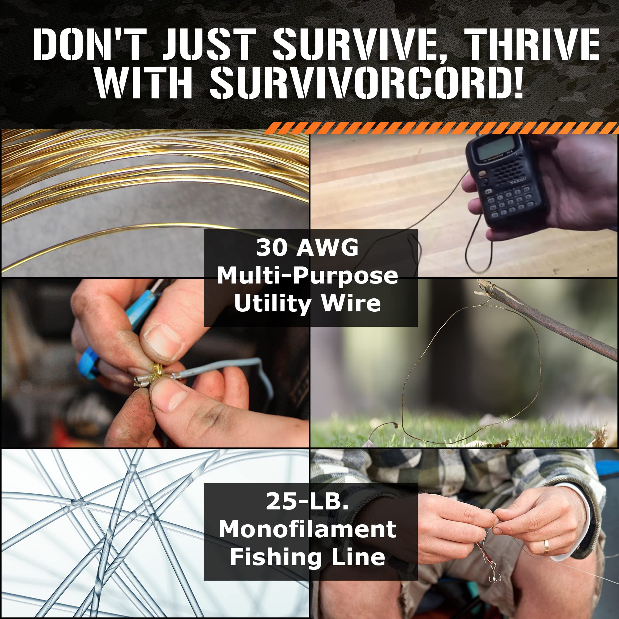 Survivorcord Paracord - From Titan Survival - Patented 620Lb Strength 550 Military Paracord With 3 Strands - Heavy Duty 550 Hank