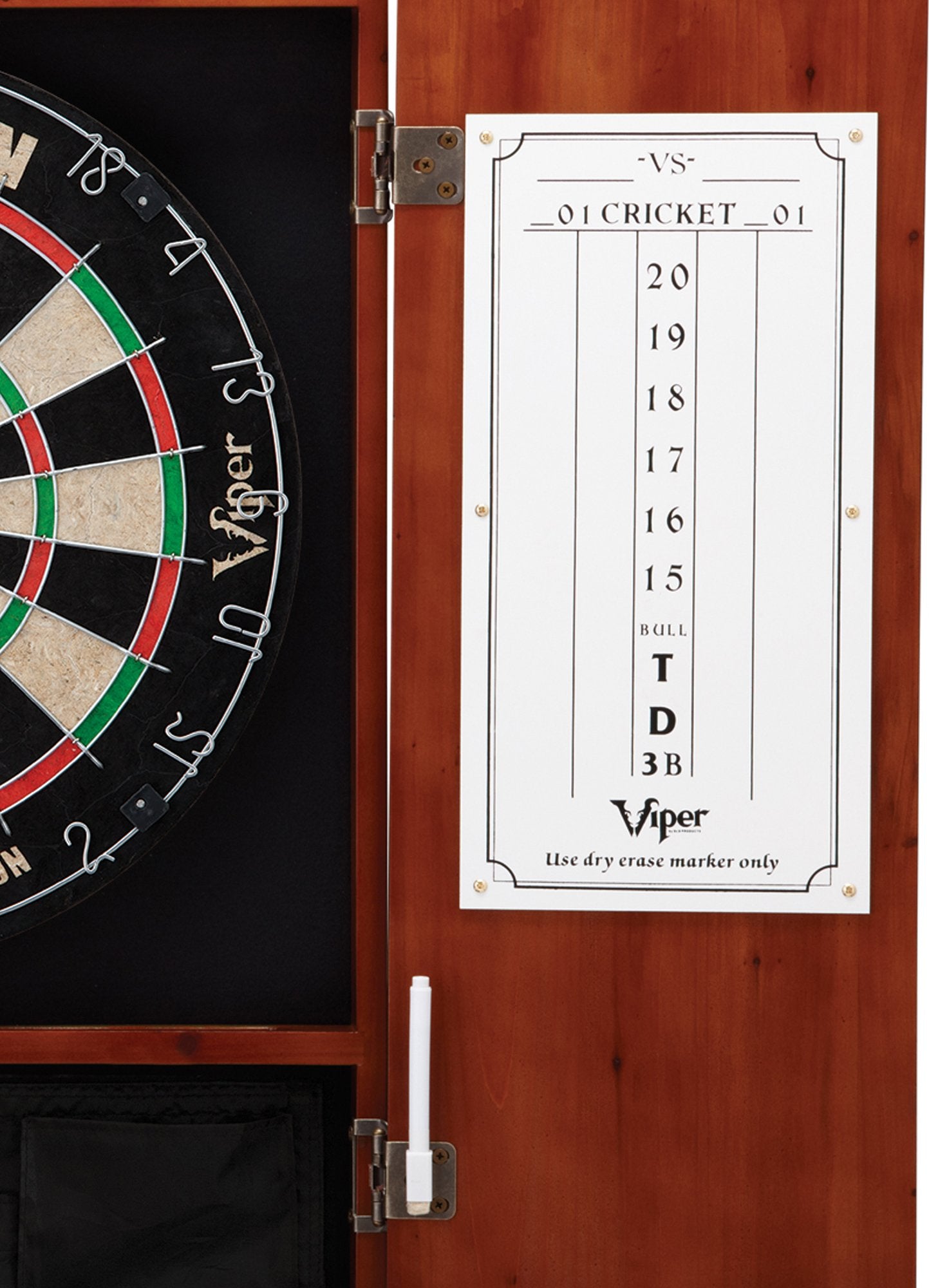 Viper By Gld Products Metropolitan Solid Wood Cabinet & Sisal/Bristle Dartboard Ready-To-Play Bundle: Deluxe Set (Dead On Dartbo
