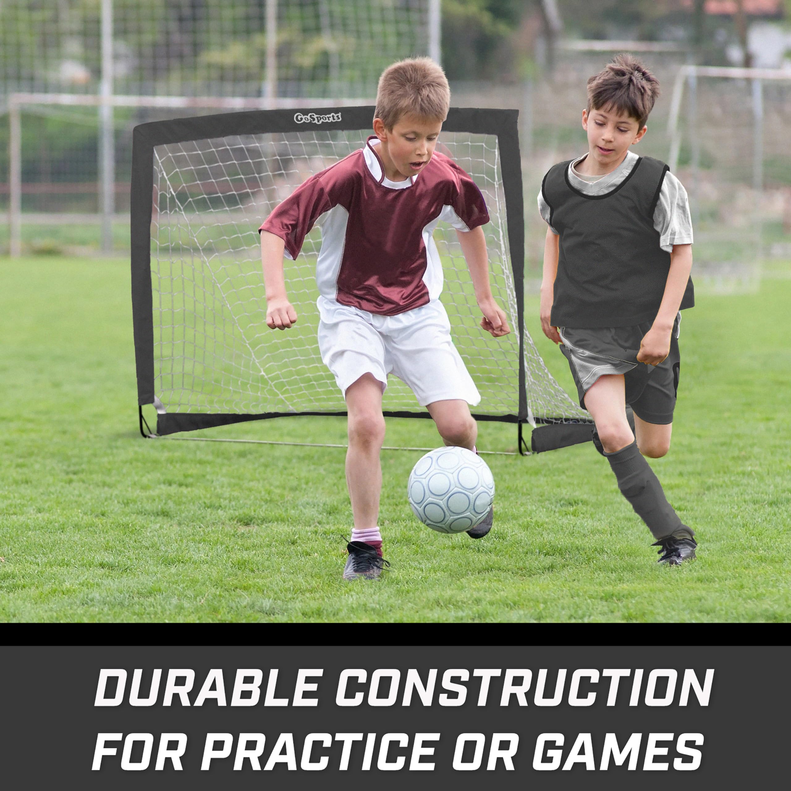 Gosports Team Tone 4 Ft X 3 Ft Portable Soccer Goal For Kids - Pop Up Net For Backyard - Black