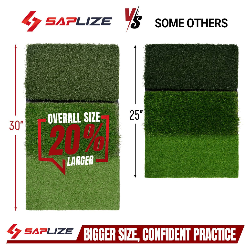 Saplize 30''X15'' Foldable 3-In-1 Golf Hitting Mat, Tight Lie, Rough And Fairway For Driving, Chipping, And Putting Training, Po