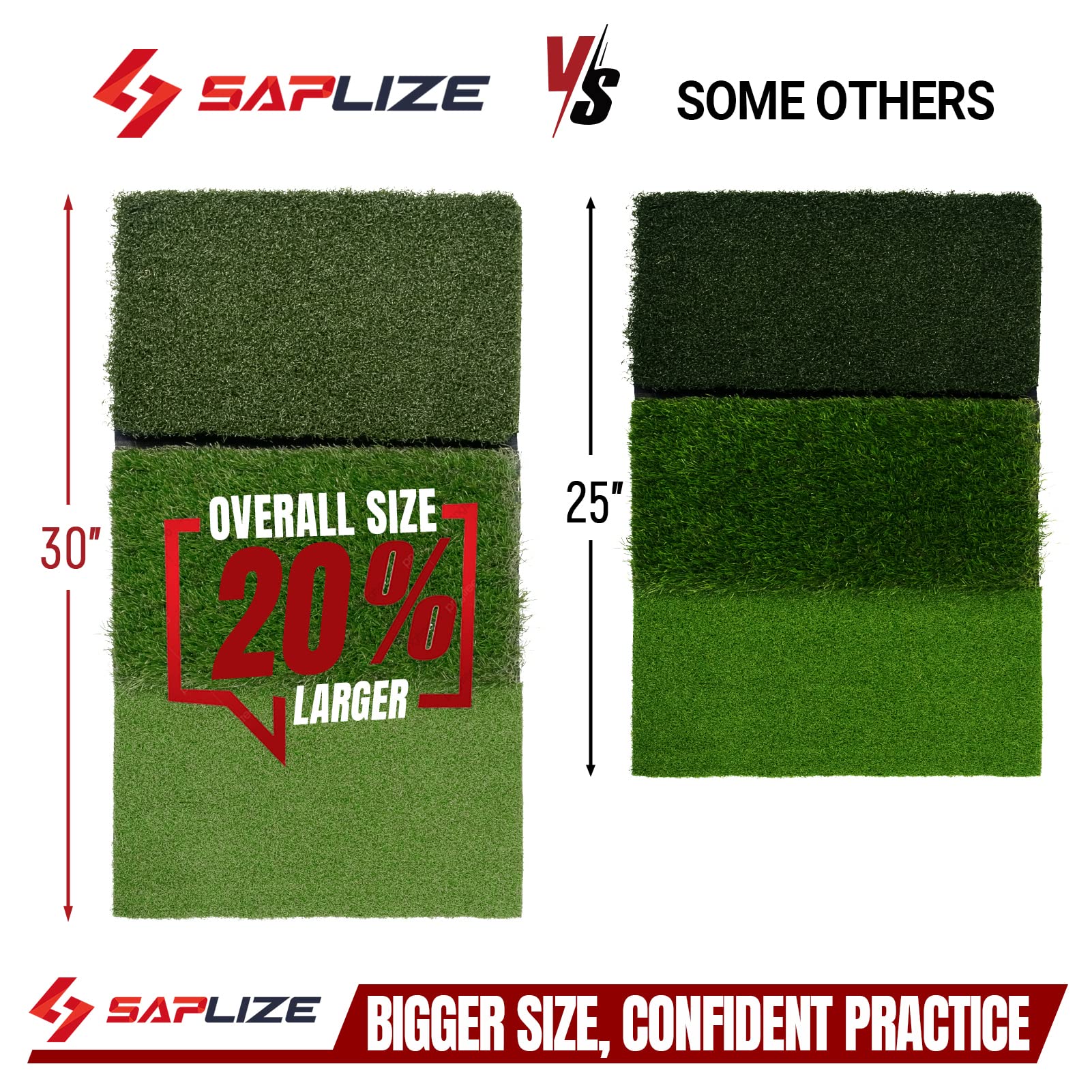 Saplize 30''X15'' Foldable 3-In-1 Golf Hitting Mat, Tight Lie, Rough And Fairway For Driving, Chipping, And Putting Training, Po