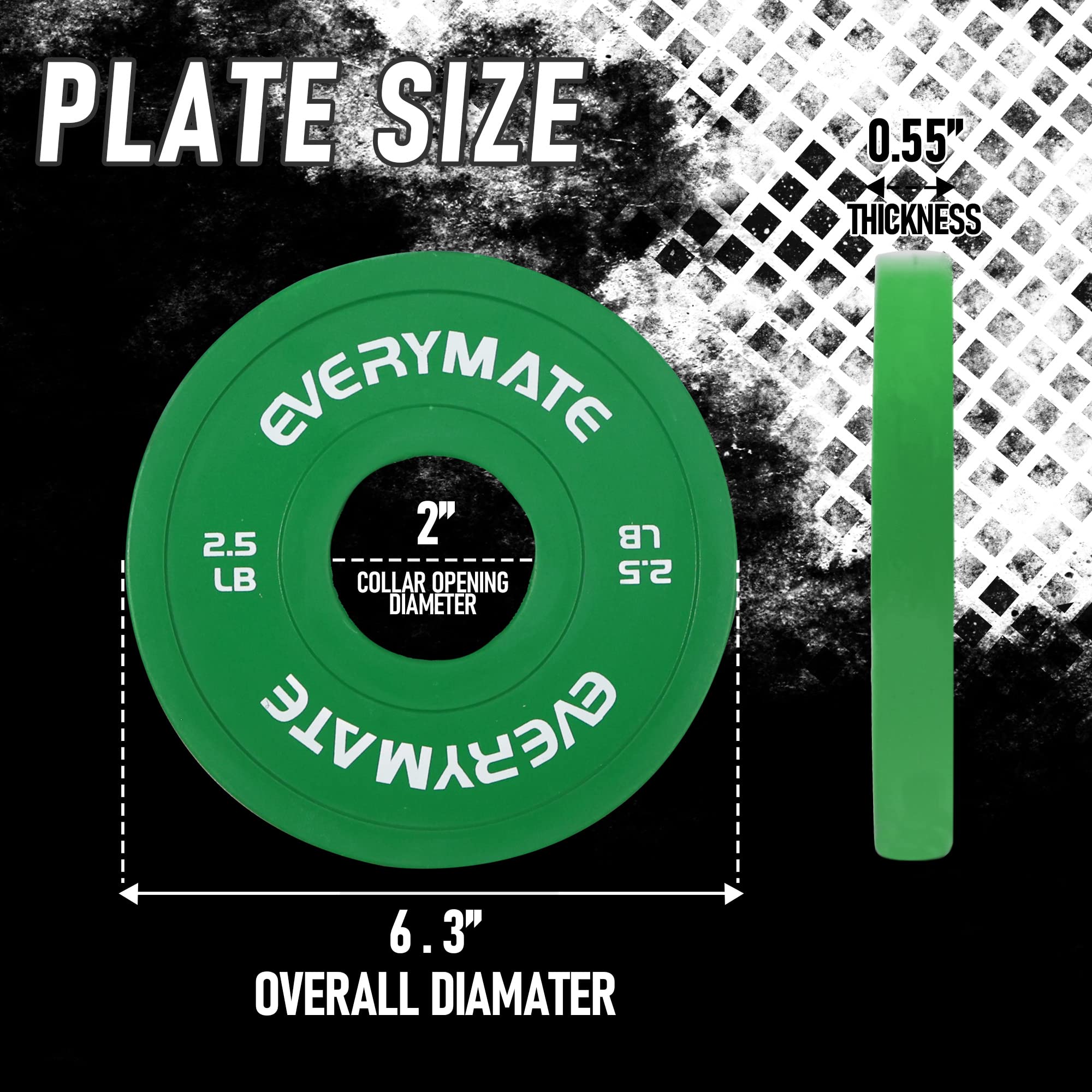 Everymate Change Weight Plates 2.5Lb Fractional Plate Olympic Bumper Plates For Cross Training And Olympic Weightlifting, 2.5Lb