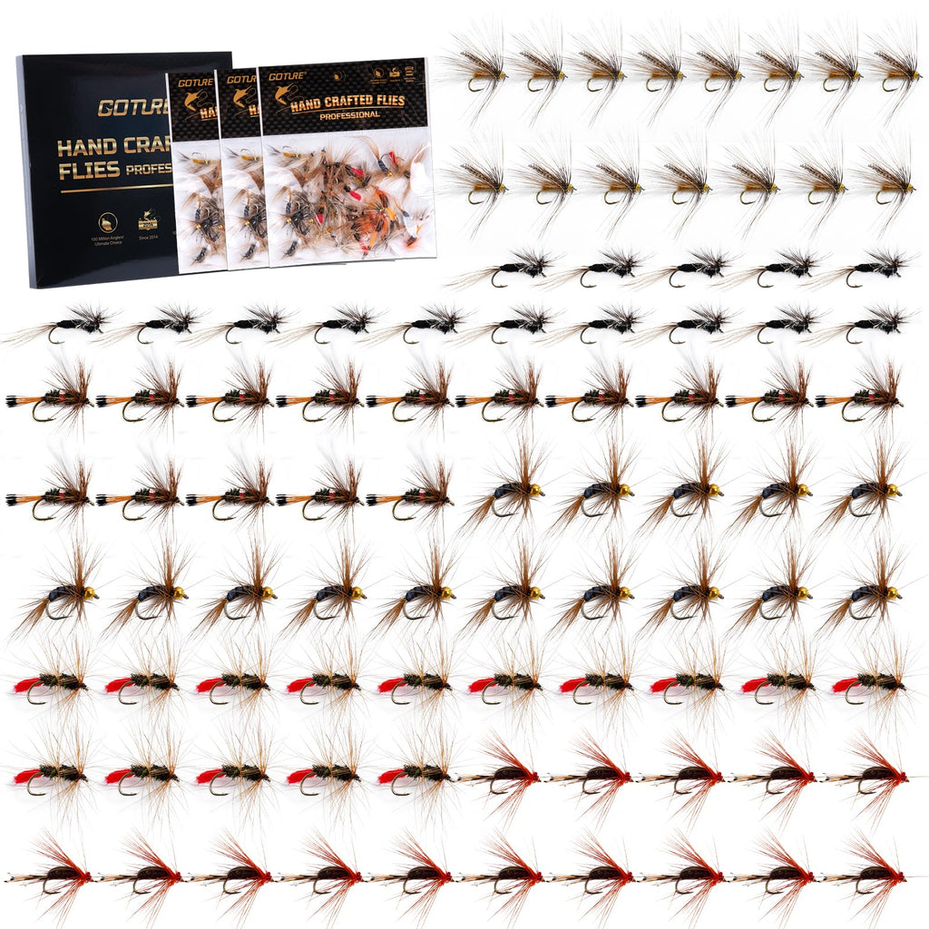 Goture Fly Fishing Flies,90Pcs Fly Fishing Lures With Tackle Box,Dry,Wet,Streamers Nymphs Flies Assortment Kit For Bass Trout Pa
