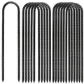Mukchap 12 Pack 12 Inch U Shaped Rebar Stakes, Black U Rebar Hook, Heavy Duty Trampoline Wind Anchors Stakes For Camping Tents, 