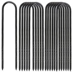Mukchap 12 Pack 12 Inch U Shaped Rebar Stakes, Black U Rebar Hook, Heavy Duty Trampoline Wind Anchors Stakes For Camping Tents, 