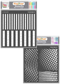 Craftreat Texture Stencils For Painting On Wood, Canvas, Paper, Fabric, Floor, Wall And Tile - Stripes And Halftone Circles - 2 