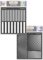 Craftreat Texture Stencils For Painting On Wood, Canvas, Paper, Fabric, Floor, Wall And Tile - Stripes And Halftone Circles - 2 