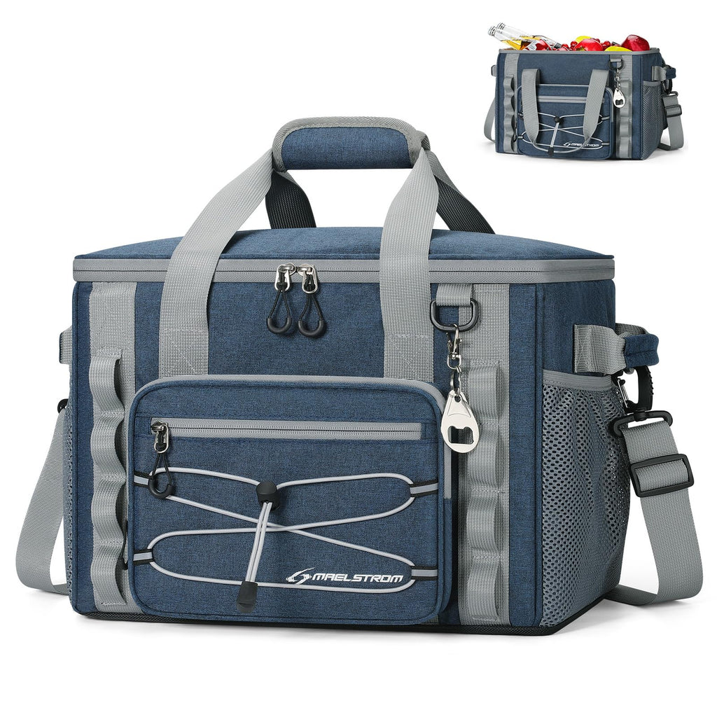 Maelstrom Soft Cooler Bag - 40 Cans Collapsible Insulated Leakproof Camping & Travel Cooler For Kayaking, Beach - Blue