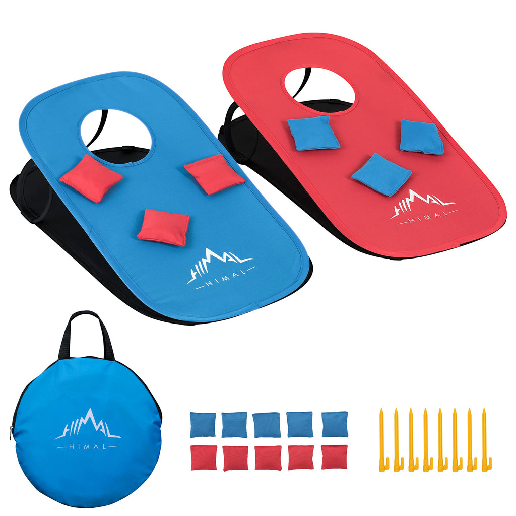 Himal Collapsible Portable Cornhole Game Boards 10 Cornhole Bean Bags Cornhole Set Tic Tac Toe Game 2 Games On 1 Board (2 X 1-Fe