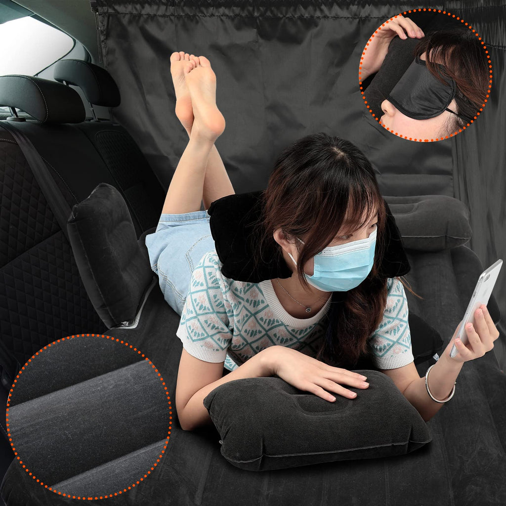 Tallew 12 Pcs Car Air Mattress Back Seat Inflatable Bed Suv Car Camping Backseat Truck Air Mattress Curtain Divider Window Shade