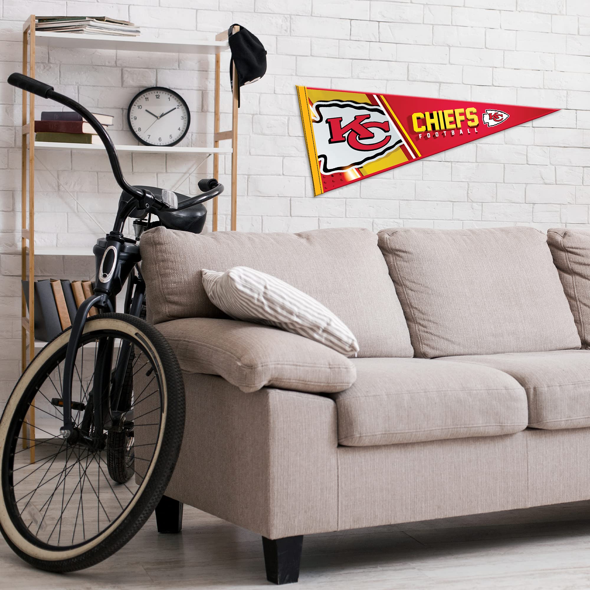 Rico Industries Nfl Football Kansas City Chiefs Primary 12'' X 30'' Felt Wall D  Cor Pennant - Great For Home/Bed Room/Man Cave