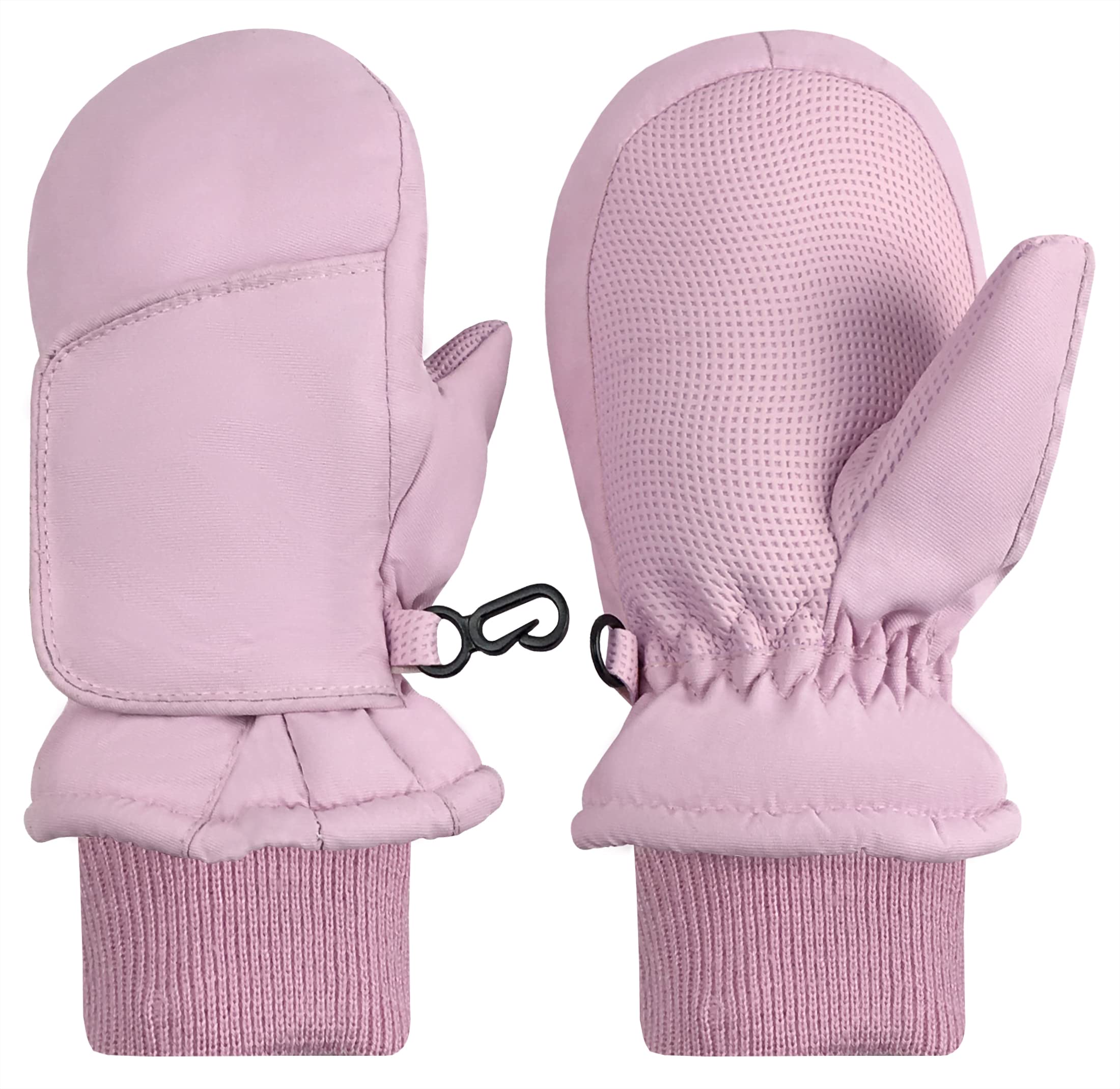 Nice Caps Kids Toddler Girls Waterproof Mittens - Thinsulate Wrap Snow Gloves Baby (Pink, 1-2 Years)