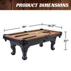 Barrington Billiards 7.5' Belmont Drop Pocket Table With Pool Ball And Cue Stick Set