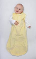 Swaddledesigns Baby Velvet Sleeping Sack, Pastel Yellow With Yellow Trim, 0-6 Months, Wearable Blanket With 2-Way Zipper